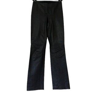 Vintage Laundry by Shelli Segal Black 100% Lamb Leather Bootcut Long Pants Sz 2